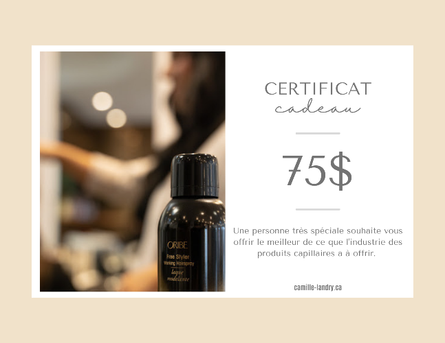 Certificat cadeau de la Boutique Flair, boutique de produits pour cheveux et salon de coiffure à Blainville.